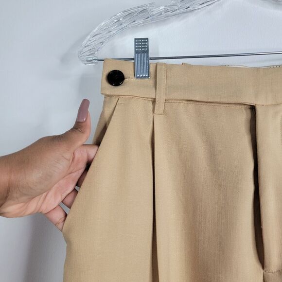 ZARA Masculine Wid Leg Trousers Slacks Sand Tan Size Small - Picture 9 of 13